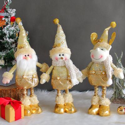 China Santa Snowman Christmas Retractable Doll Soft Golden Christmas Position Doll Decoration for sale