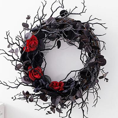 China Halloween Dead Branch Garland Artificial Black Decorative Door Garland Horror Party Layout Hanging Garland for sale