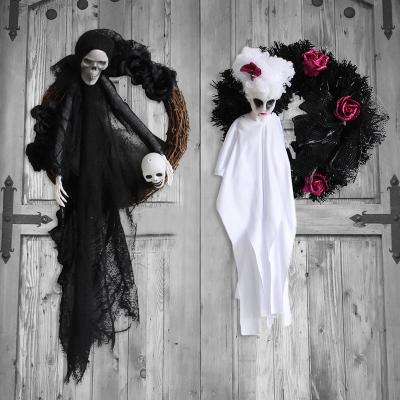 China White Ghost Door Ghost Festival Horror Party Hanging Garland Halloween Garland Hanging Haunted House Decoration Props for sale