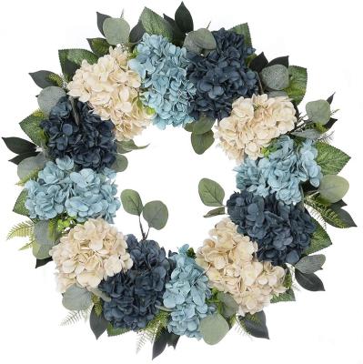 China Garland Handmade Hydrangea White Pumpkins Ranunculus Wreath for Home Decor Front Door Hanging Ornament Thanksgiving Fall Guirnalda for sale