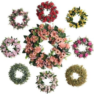 China 2022 new design wreath simulation eucalyptus plant home decoration flower hanging photography props braid wholesale for sale