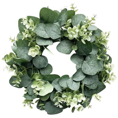 China Artificial Garland Eucalyptus Wreath Christmas Garland Plants Background Wall Window Decoration Wedding Party Supply Christmas Ornament for sale