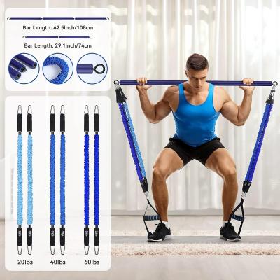 China Body building and Yoga Pilates Exercises Wholesale Full-Body Workout Exercise Equipment Strength Bar Portable Pilates Bar Kit with resistance bands for sale