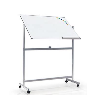 China 360 Degree Rotated 120x90cm Mobile White Board Easel Double Sided Mobile Magnetic Dry Erase Whiteboard Rack With Wheels for sale