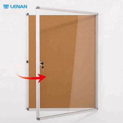 China Wall Mounted Aluminum Enclosed Acrylic Door Cork Bulletin Boards Office School Frame Lockable Display Board for sale