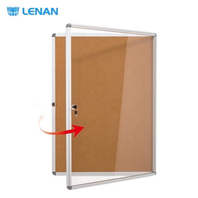 China Office Door Indoor Acrylic Aluminum Frame Lockable Cork Bulletin Board Wall Mounted Enclosed Bulletin Boards for sale