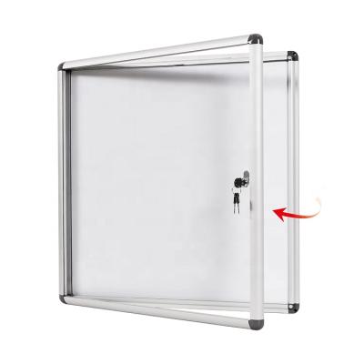 China Wall Mounted Lockable Office 6xA4 Frame Message Boards Inside Door Aluminum Acrylic Enclosed Lockable Bulletin Board for sale