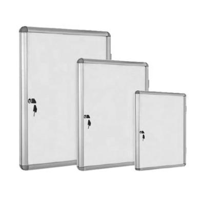 China Multi Height Desktop Wall Mount Aluminum Frame Lockable Enclosed Bulletin Board Bulletin Boards With Locking Door for sale