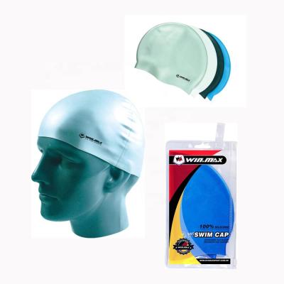 China 100% Pure Water Proof Silicone Swim Cap Color /Custom Logo Adult Silicone Swim Cap for sale