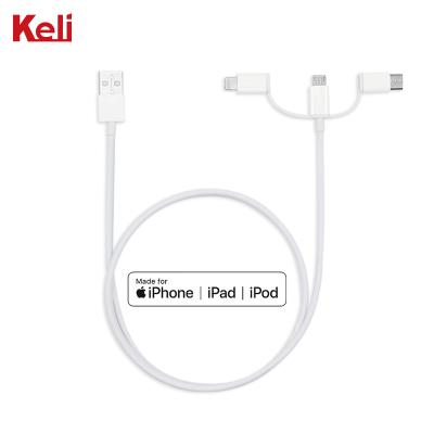 China Wholesale MP3/MP4 Player In Stock 3 In 1 Micro Charging Type C USB Data Cable Lightning Fast Charging Cable for sale