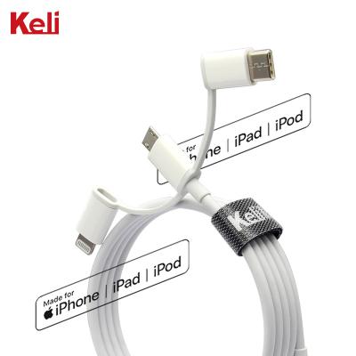 China Factory Price MP3/MP4 Player 3 in 1 Multi Function Data Cable USB Charging Premium Cable For Type-C Mirco Lightning Port for sale