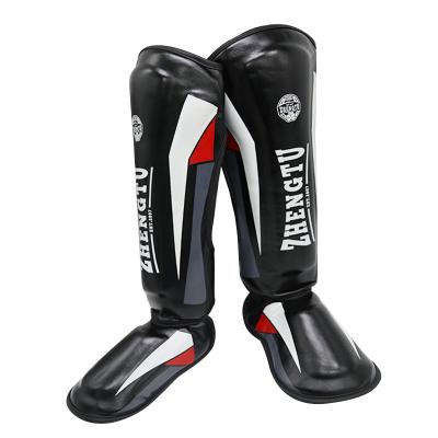 China Adjustable Elasticity Shin Guard Custom Logo Professional Breathable Whip Leather Shin Guard Wholesale Muttahida Majlis-e-Amal Shin Guards Karate for sale