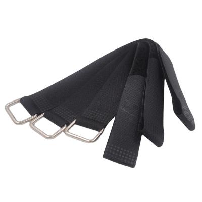 China Durable 100% Nylon Material Black Loop Strap Band Loop Hook And Cable Tie for sale