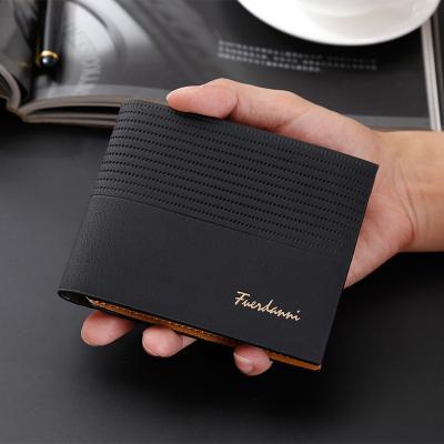 China Hot Selling fuerdanni Waterproof Men Wallets With Wooden Embossed Pattern Purse Travel Bifold/Leather Business Men Front Pocket for sale