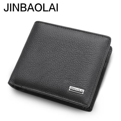 China JINBAOLAI Men Wallet Card Wallet Coin Purse Waterproof Genuine Leather Men's Short Wallet for sale