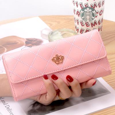 China Waterproof factory directly sell women triple crown long wallet for sale