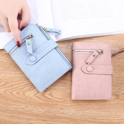 China 2020 Korean Fashion New Arrival Style Short Women PU Card Holder Purse Wallet for sale