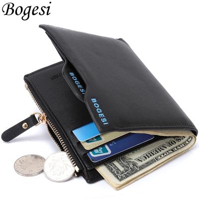 China Bogesi Men's Leather Wallets Triple Anti-theft Men's Wallet With Coin Pocket Purse Casual Male Function Short Pu Leather Men's Wallet for sale