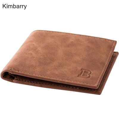 China Kimbarry Vintage Style Short Section Men Wallet Waterproof PU Leather Front Pocket Male ID Card Wallet Coin Purse For Men for sale