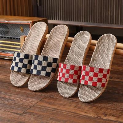 China Indoor Open Toe Canvas Sandals Women Men Couples Summer Fashion Trend Home Slippers Slides Casual Shoes for sale