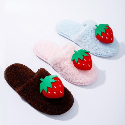 China New fashion trend velvet fashion cartoon fruit colorful home women's indoor shoes thickened non slip plush cotton slippers for sale