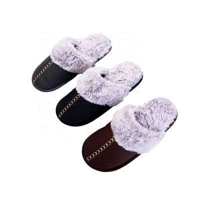 China Fashion Trend Winter Men's Slippers Plush PU Faux Fur Comfortable Memory Foam Keep Warm Anti-skid For Indoor Shoes for sale