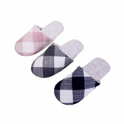 China Fashion Trend Spring Fashion Spring Women Men Women Plaid Soft Cotton Slippers Faux Suede Bottom Non-slip Home Indoor Slippers for sale