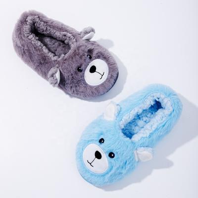 China Cute Baby Boy And Girls Room Shoes Cartoon Bear Winter Kids Plush Cotton Flat Non-slip Indoor Warm Slippers for sale