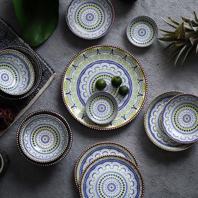 China Sustainable Bohemian ceramic dinnerware sets, bowls and plates are suitable for everyday life for sale