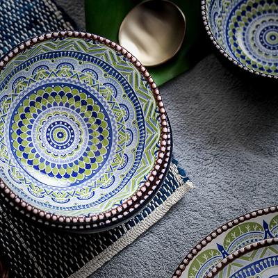 China Viable ceramic dinnerware set with bohemian style can be used as baking dish and vegetable dish for sale