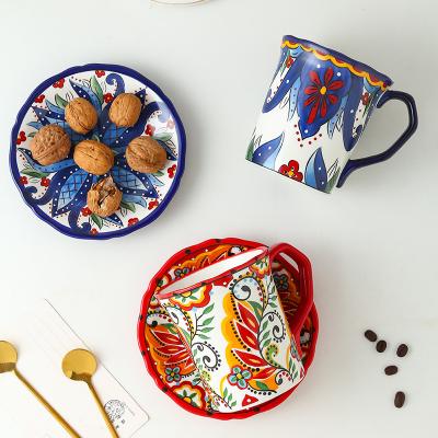 China The unique viable Bohemian style deep plate coffee cup set is a hot selling product for sale