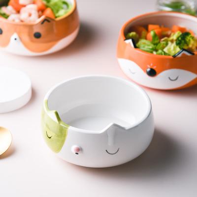 China Viable the ceramic bowl shaped by kitten and fox is cute and novel can be used as a soup bowl for sale