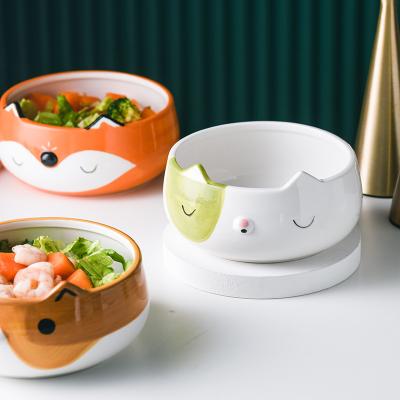 China Viable cute ceramic bowls shaped like small animals can be used as soup bowls and rice bowls for sale