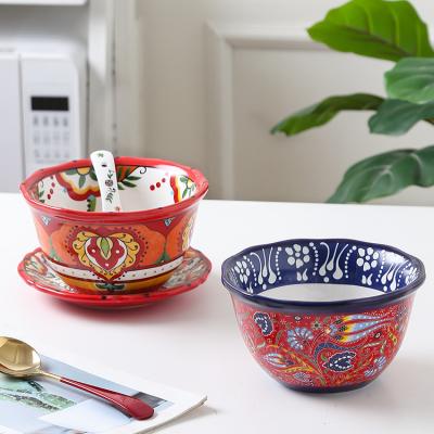 China Sustainable Ceramic Bowl Bohemian Style Gorgeous Pattern And Gorgeous Color, Suitable For All Kinds Of Occasions for sale