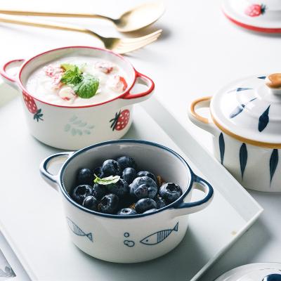 China Sustainable Ceramic Bowl With Cool Lid Set Small Beautiful Mini Small Capacity Suitable For Parties for sale