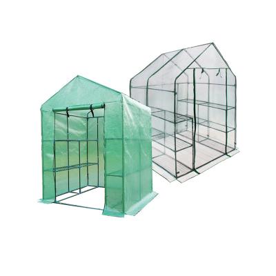 China Easily Assembled Compact Walk In Greenhouse With 6 Shelves PE Cover Plant Garden Green House Planter Growbag for sale