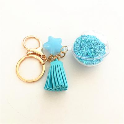 China Advertising Promotion / Transparent Quicksand Ball Star Pentagon Gifts Star Chain Acrylic With Tassels Pendant for sale