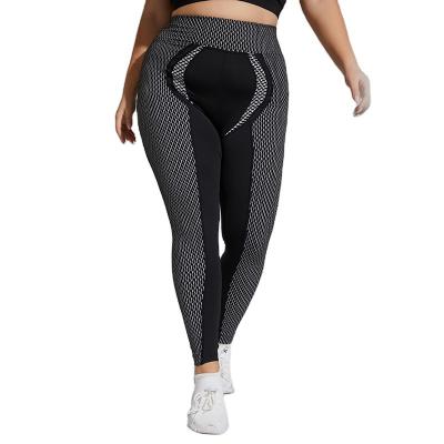 China Breathable Net Red Jacquard Hip Peach Wind Large Size Yoga Pants Fitness Sports Tight Pants High Waist Honeycomb Sports Pants Women for sale