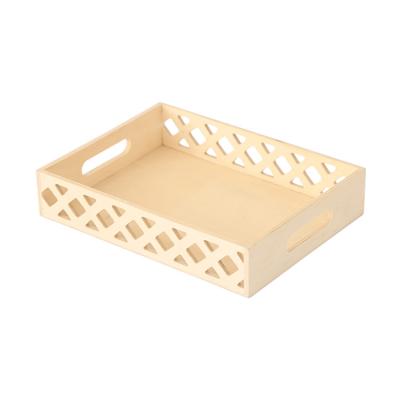 China Wholesale Wooden Tray For Food Wooden Tray Rectangle Shape Decorative Tray Wood for sale