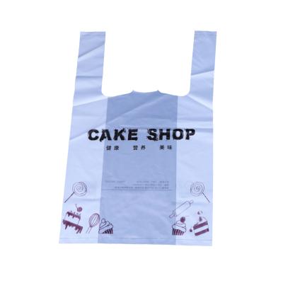 China Sale BIODEGRADABLE Translucency Factory Plastic Portable Takeaway Vest Packing Bag On Sale For Cake Store for sale