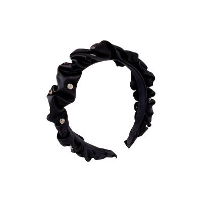 China Decoration Glitter Diamond Pleated New Satin Circle Hair Pressure Skull Top Circle Hair Edge Style Hair Hoop 100 Times Wide Top Headband for sale