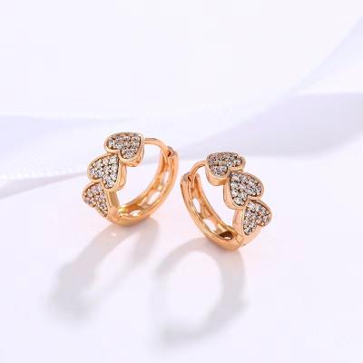 China Trendy White Gold Plated Heart Shape Women Circle Hoop Earrings CZ Ear Cilp Women Fashion Party Jewelry Accessories Gift for sale