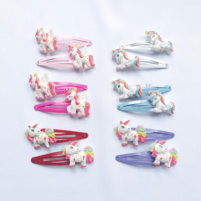 China Decoration children break hair clips 2pcs hair pin set fashion resin unicorn hair pin. Cute Candy Color Hair Clips Accessories for Girls for sale