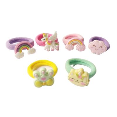 China Hair Decoration Unicorn, Rainbow, Crown, Cat, Cloud Resin Hair Accessories Hair Band Ring Children Cute Nylon Rubber Cartoon Hair Ties Decoration FO for sale