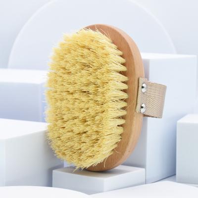 China All Logo Natural Vegan Soft Sisal Natural Oval Nylon Wooden Bamboo Bristle Body Dry Brush for sale