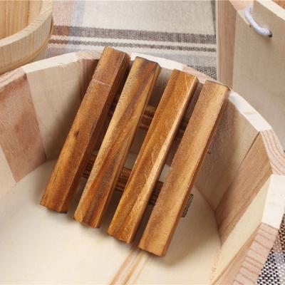 China Sustainable Bamboo Bath Shower Soap Tray Holder Custom Shape Eco Friendly Wooden Soap Dish for sale