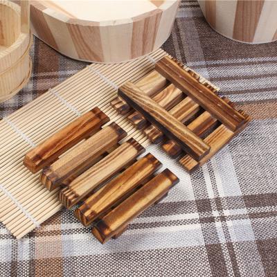 China 1 PCS Self Draining Sustainable Handcrafted Soap Dish With Soap Exfoliating Bag, Natural Bamboo Soap Holder for sale