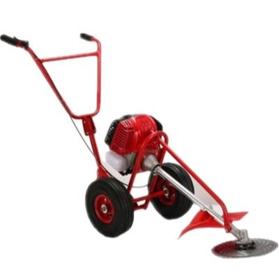 China 2-Stroke 2 Stroke 52cc Hand Push Brush Cutter Grass Trimmer Lawn Mower With Two Wheels for sale