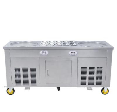 China Temperature Setting Fried Ice Cream and Double Control Pans Making Machine, R410A Frying Ice Cream Roll Machine for sale