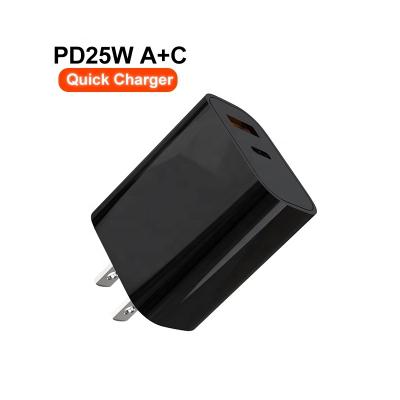 China Table PC Multi function PD25W QC3.0 PPS Smart charger USB-A+C with US plug for Phone Tablet PC Wireless Charger for sale